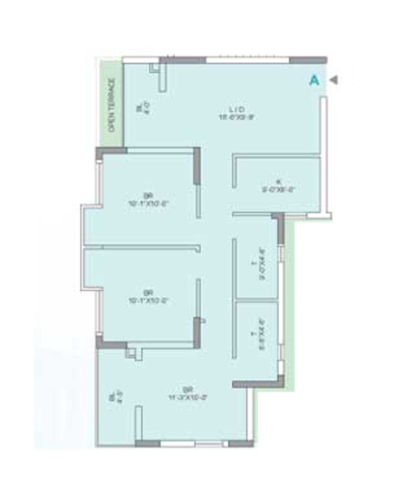 Floor plan of 3 BHK 1162 Sq. Ft. Apartment in Atri Aqua, Kolkata