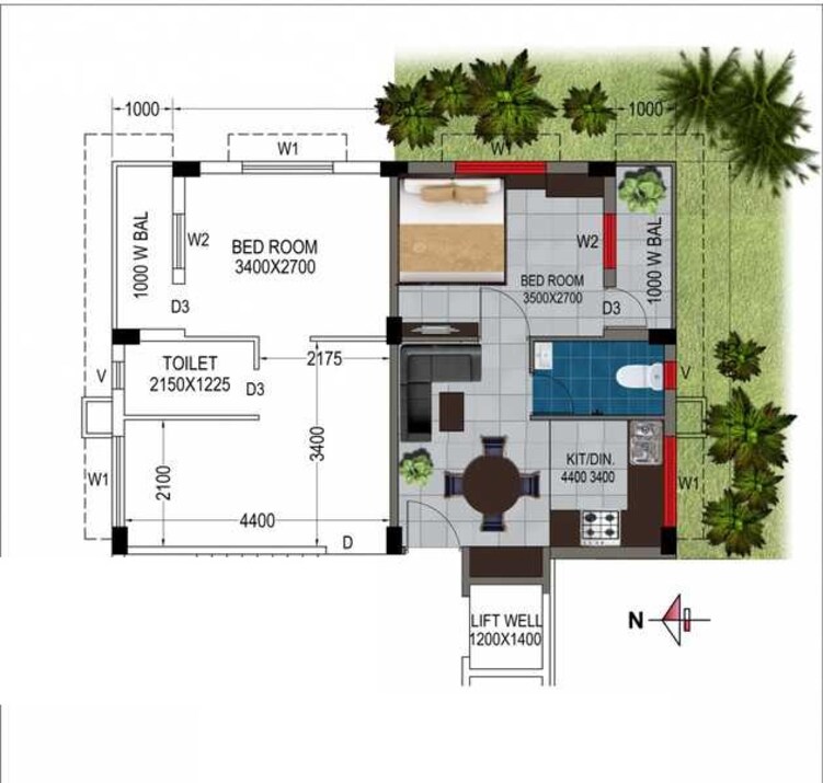 bga amrita abashan iii apartment 1bhk 467sqft 20205820125849