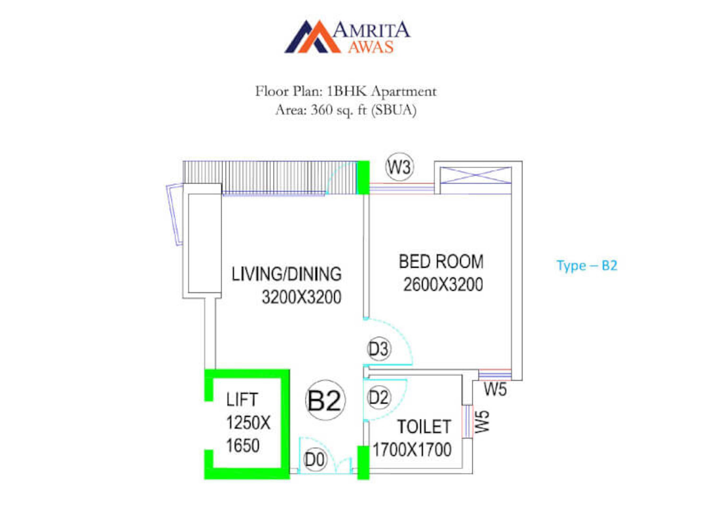 bga amrita awas apartment 1bhk 360sqft 1