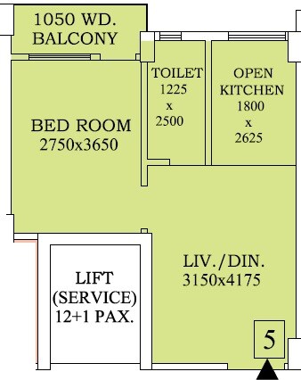 Floor plan of 1 BHK 578 Sq. Ft. Apartment in Bhawani Bandhan, Kolkata