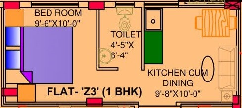 Floor plan of 1 BHK 361 Sq. Ft. Apartment in Cancun Canvas, Kolkata