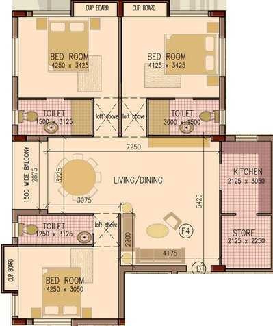 3 BHK 1905 Sq. Ft. Apartment in Capricorn Royale