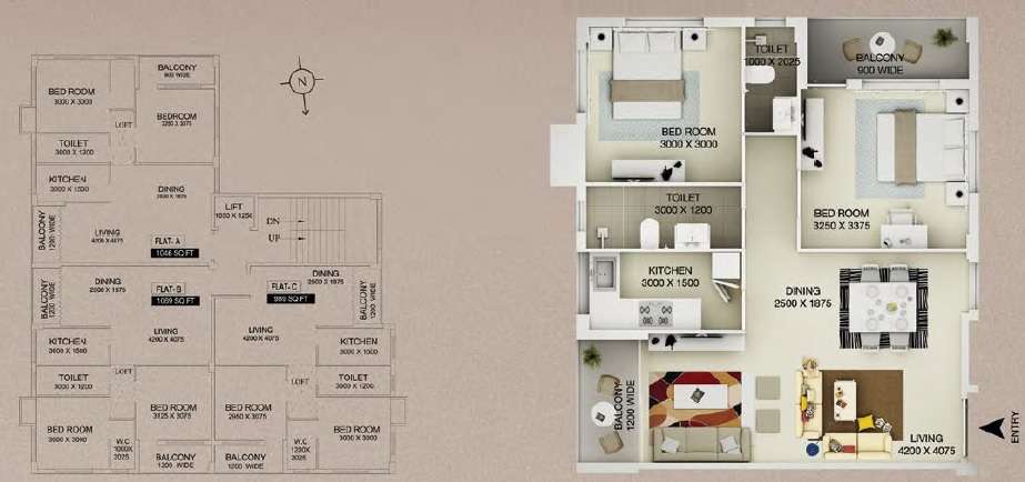 2 BHK 989 Sq. Ft. Apartment in Deeprekha Urban Heights