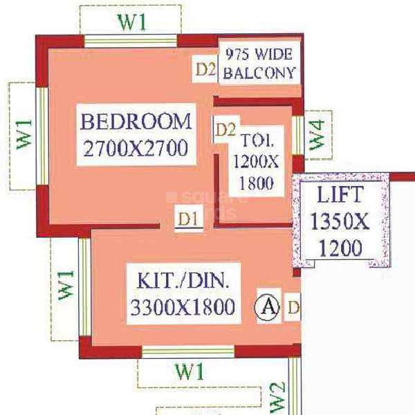 1 BHK 350 Sq. Ft. Apartment in Dharitri Royal Enclave Apartment