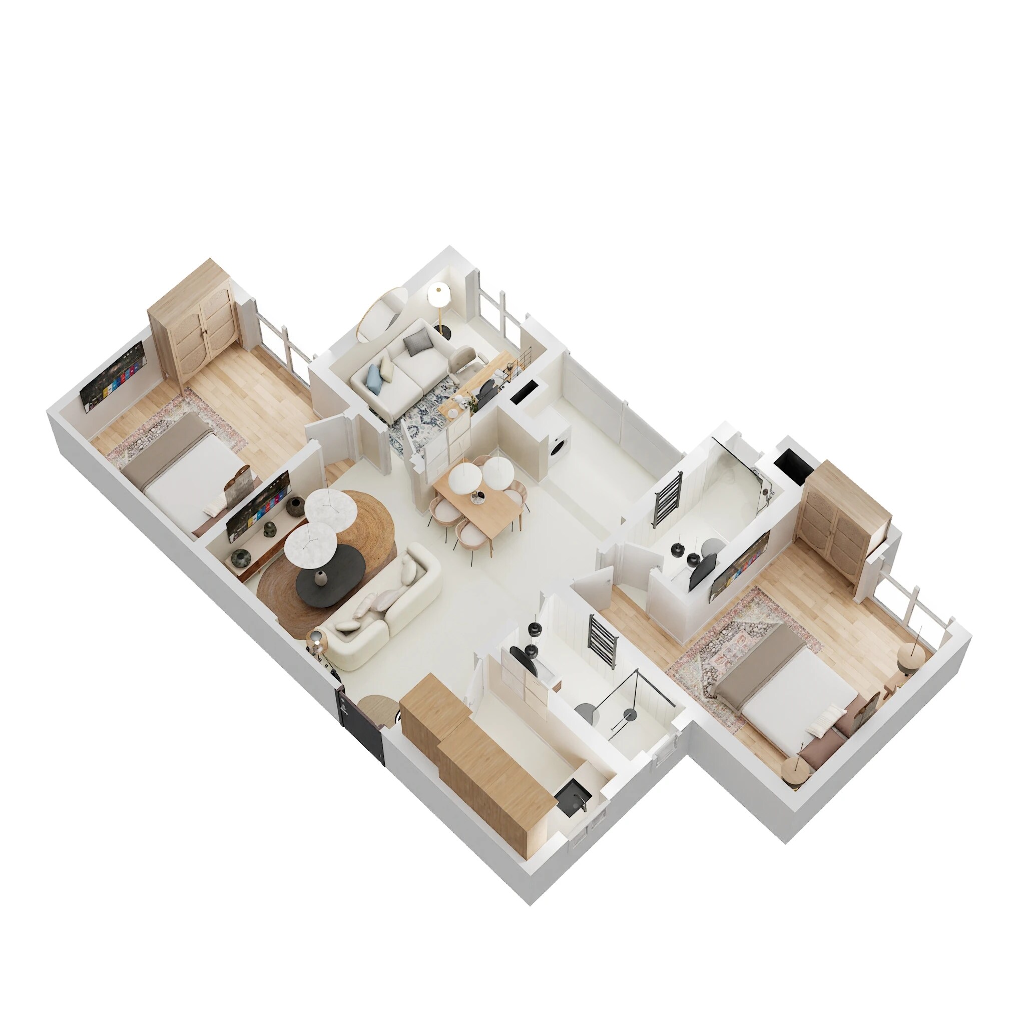 Floor plan of 2 BHK 995 Sq. Ft. Apartment in Dhoot Nucleus, Kolkata