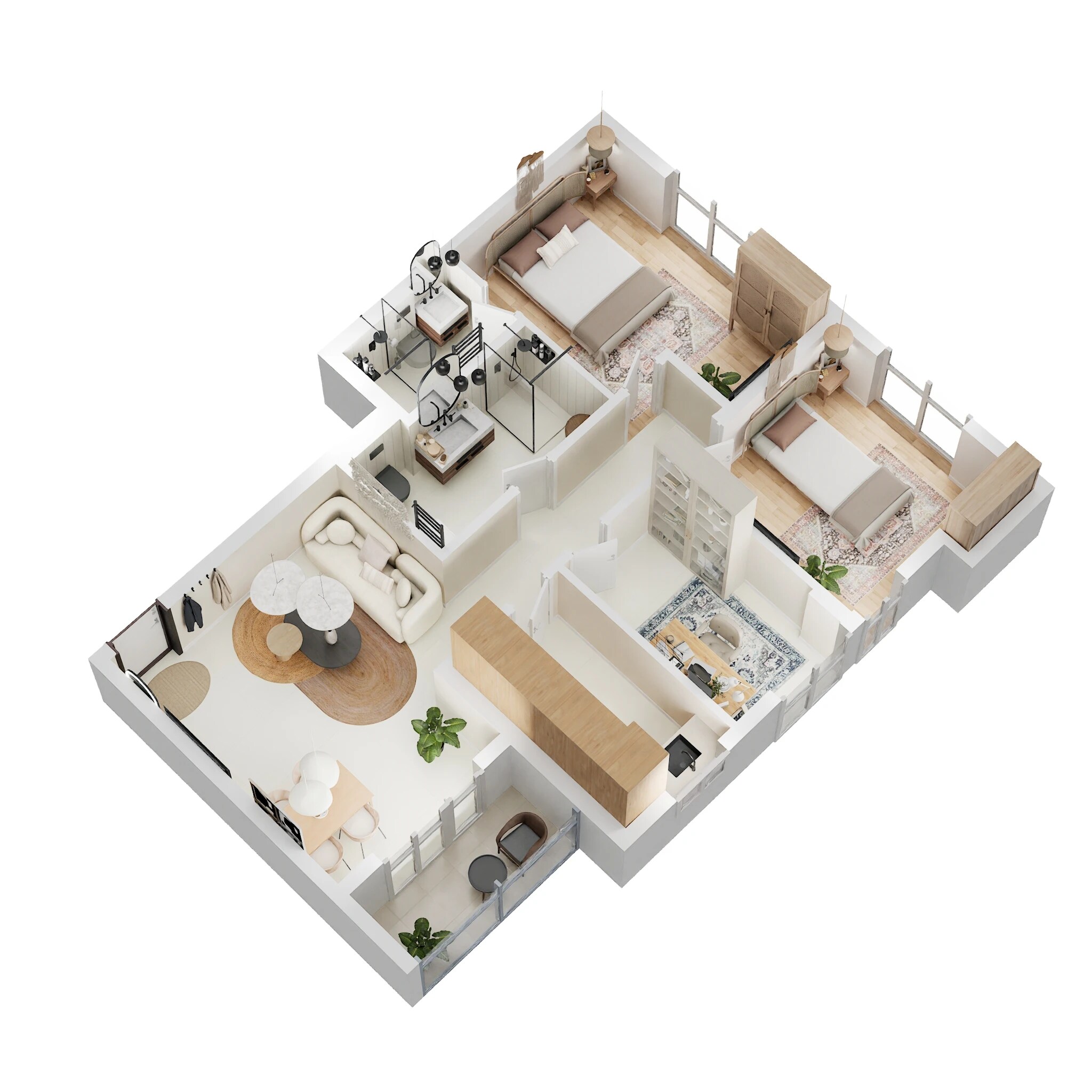 Floor plan of 2 BHK 860 Sq. Ft. Apartment in Dhoot Nucleus, Kolkata