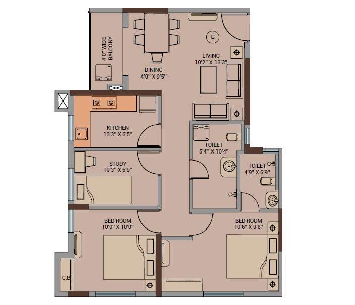 2 BHK 639 Sq. Ft. Apartment in Dhoot Nucleus