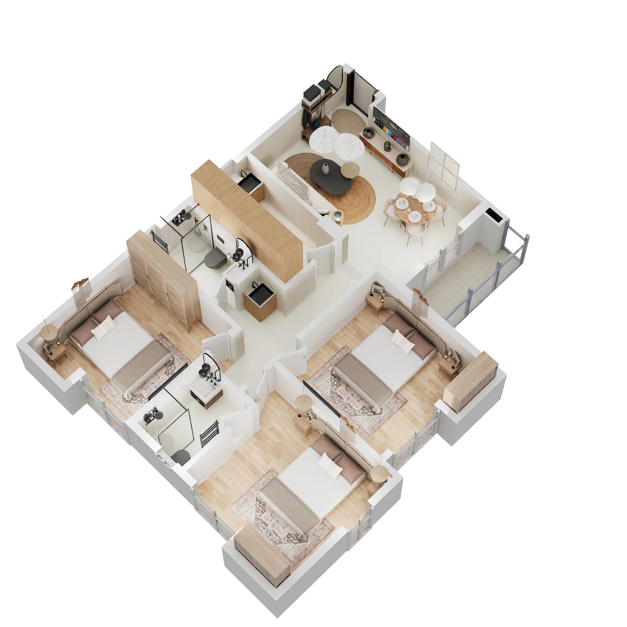 Floor plan of 3 BHK 1261 Sq. Ft. Apartment in Dhoot Nucleus, Kolkata