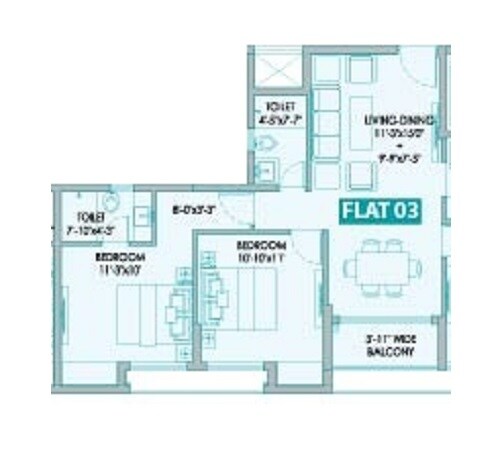 2 BHK 603 Sq. Ft. Apartment