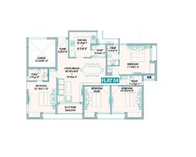 4 BHK 1120 Sq. Ft. Apartment