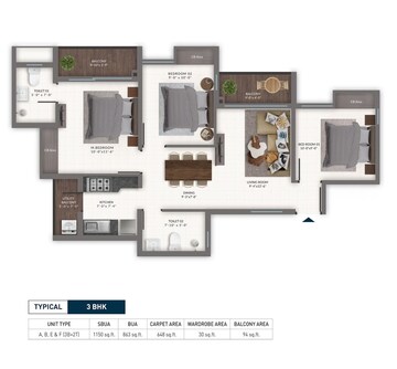  3 BHK Apartment at DTC Capital City, Rajarhat – for Sale