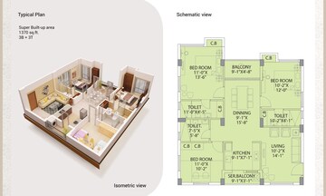  3 BHK Apartment at DTC Southern Heights, Joka – for Rent