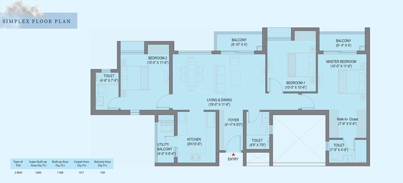 3 BHK 1600 Sq. Ft. Apartment