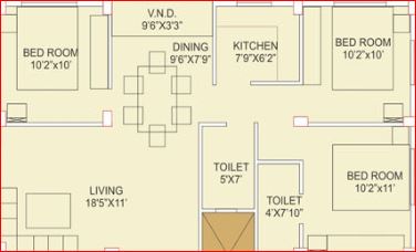 eden brookside apartment 3bhk 1170sqft