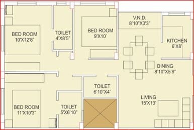 3 BHK 1235 Sq. Ft. Apartment