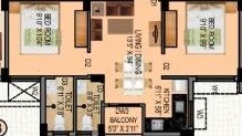 Floor plan of 2 BHK 616 Sq. Ft. Apartment in Eden Meghbalika, Kolkata