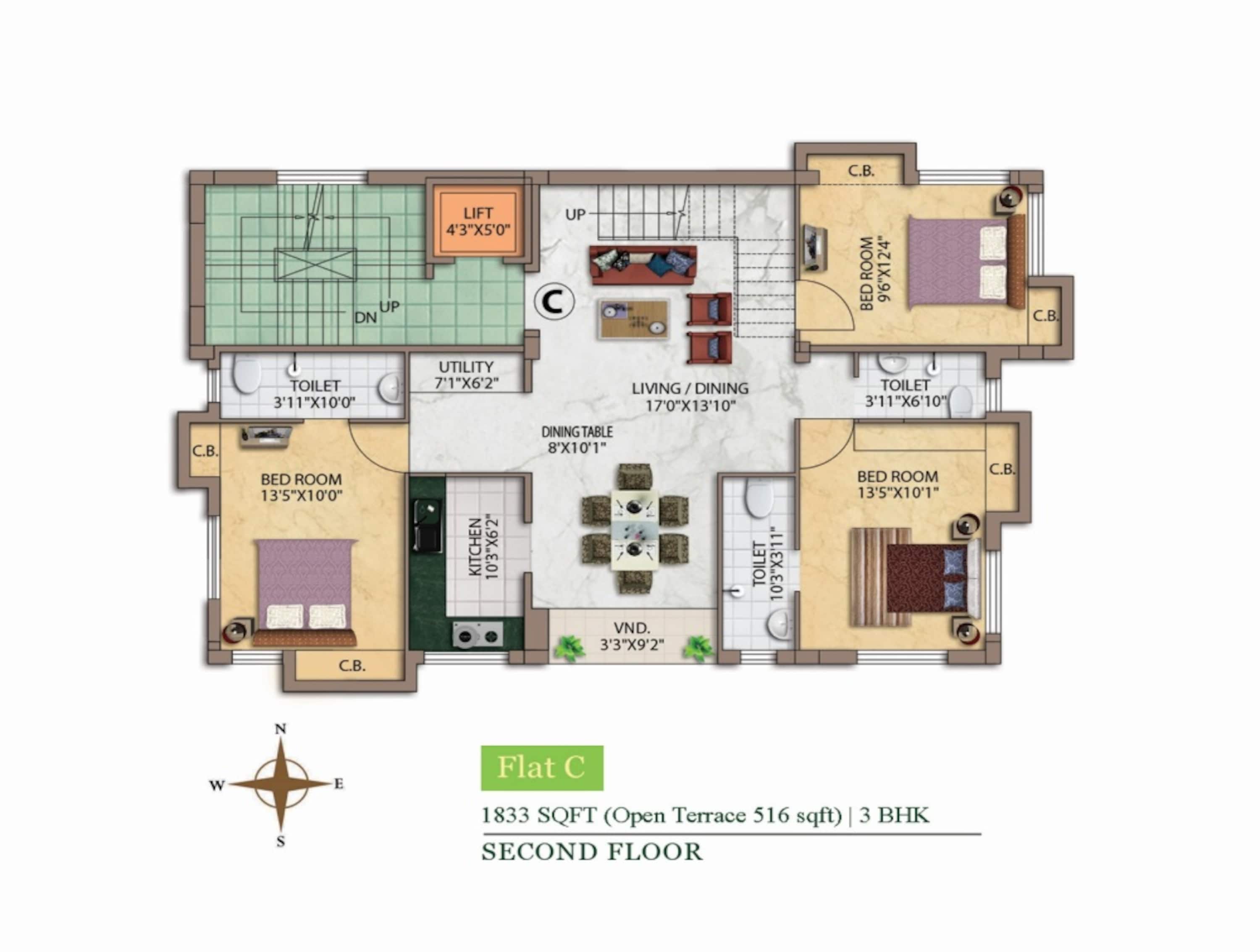 eden roma phase 4 apartment 3bhk 1833sqft