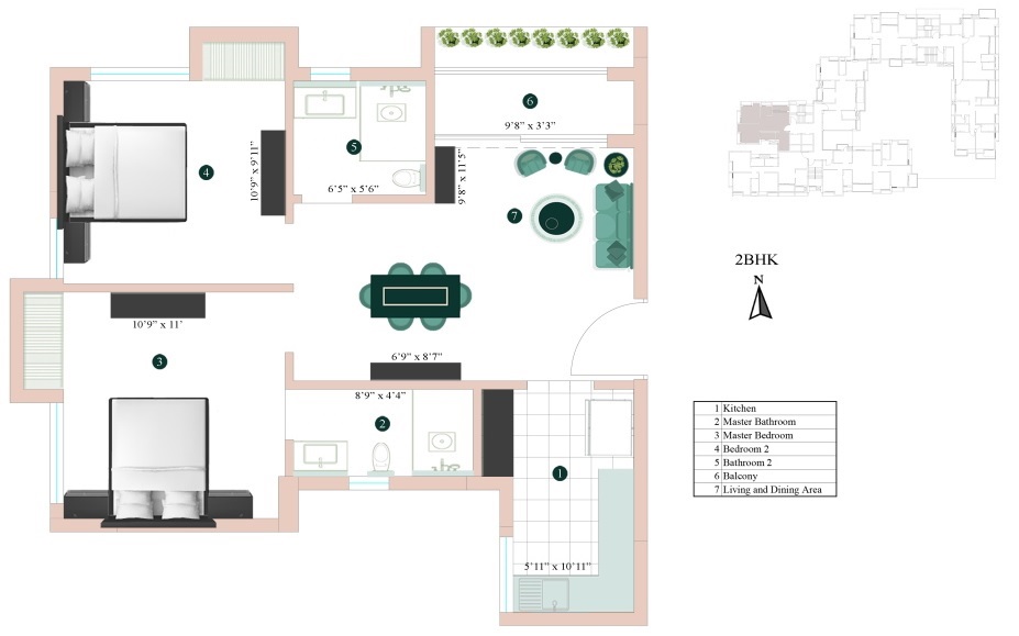 2 BHK 698 Sq. Ft. Apartment in Eden The Sanctorum