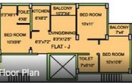 Floor plan of 3 BHK 1230 Sq. Ft. Apartment in Eden Woods, Kolkata
