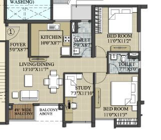 2 BHK 1174 Sq. Ft. Apartment