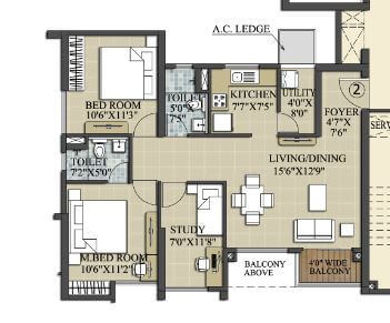 2 BHK 1195 Sq. Ft. Apartment