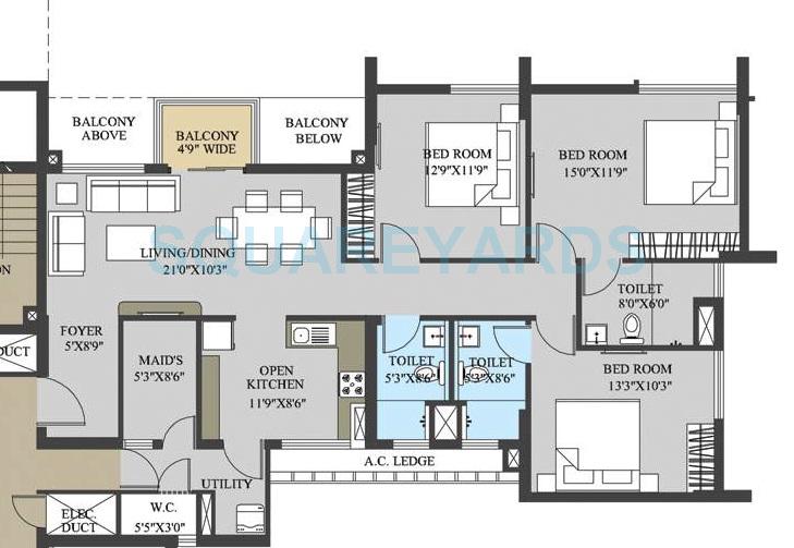 3 BHK 1742 Sq. Ft. Apartment