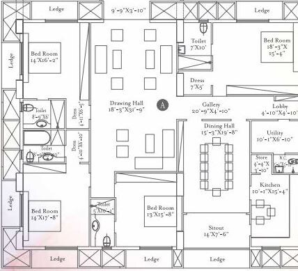 Floor plan of 4 BHK 4611 Sq. Ft. Apartment in Fort Legend, Kolkata