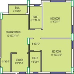 2 BHK 1060 Sq. Ft. Apartment