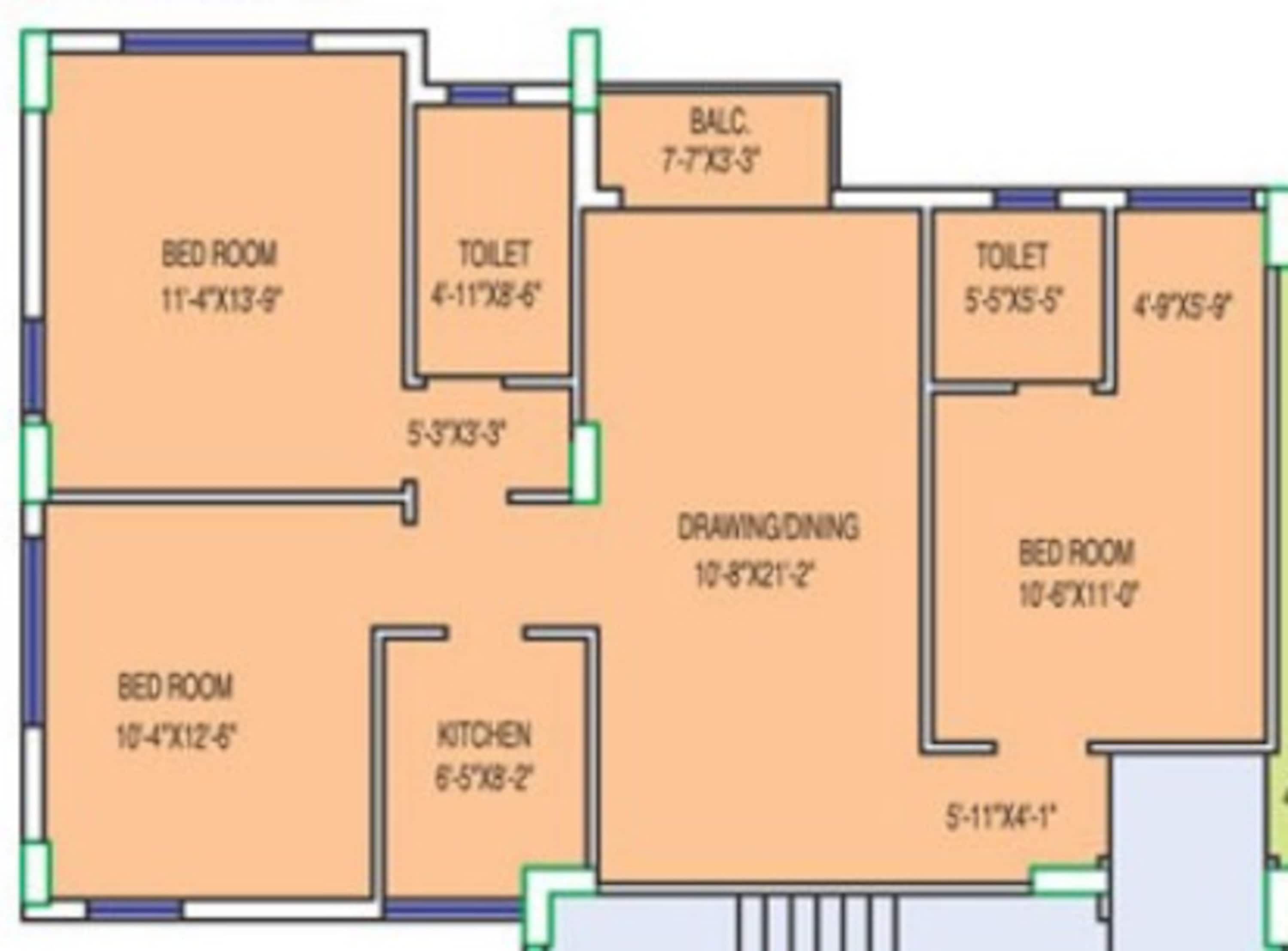 fort oasis apartment 2bhk 1301sqft 1