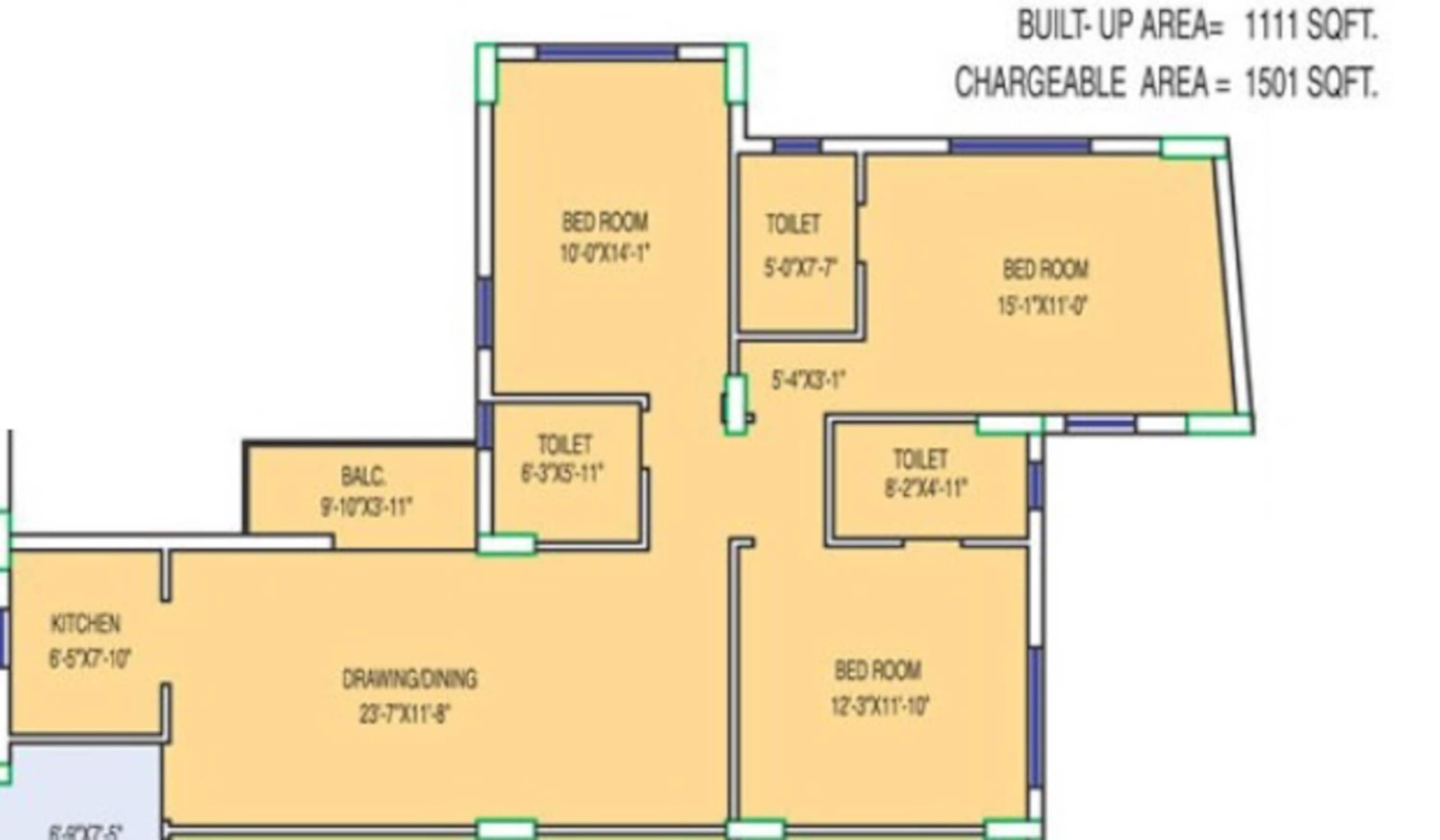 fort oasis apartment 3bhk 1501sqft 1