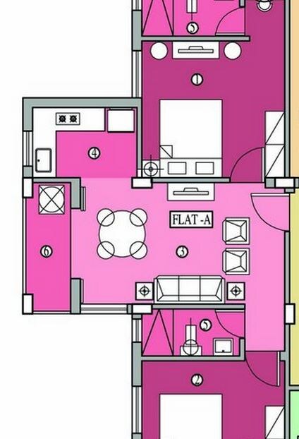 Floor plan of 2 BHK 1088 Sq. Ft. Apartment in Ganguly 4 Sight Abode, Kolkata