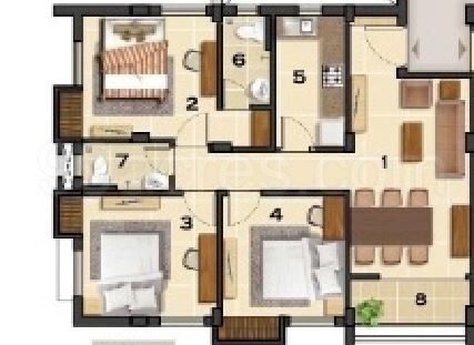 Floor plan of 2 BHK 968 Sq. Ft. Apartment in Ganguly 4 Sight Olivia, Kolkata