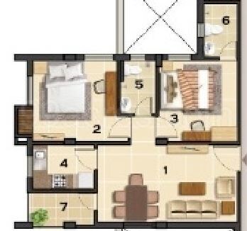 Floor plan of 3 BHK 1296 Sq. Ft. Apartment in Ganguly 4 Sight Olivia, Kolkata