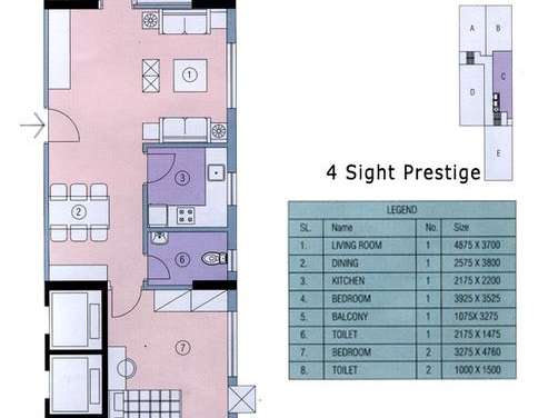 ganguly 4 sight prestige apartment 2bhk 1191sqft