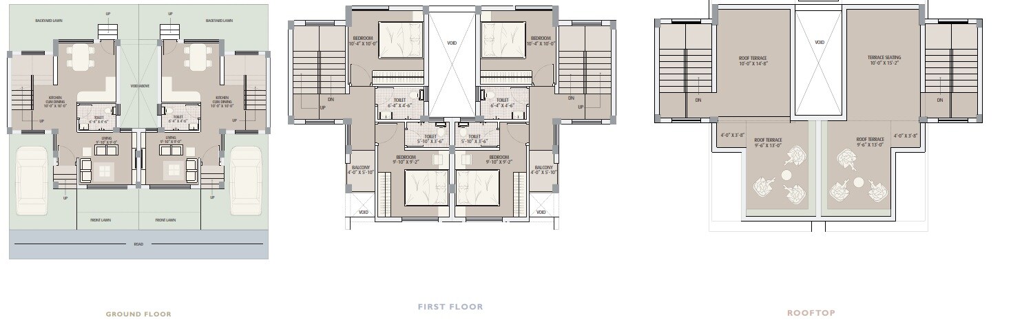 Floor plan of 2 BHK 1043 Sq. Ft. Villa in Gems Bougainvillas, Kolkata