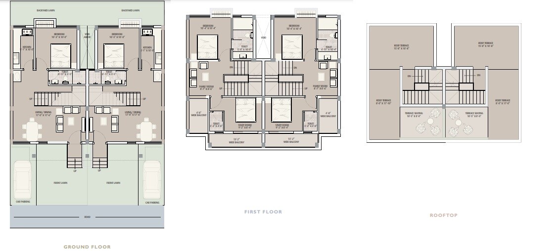 Floor plan of 3 BHK 1220 Sq. Ft. Villa in Gems Bougainvillas, Kolkata