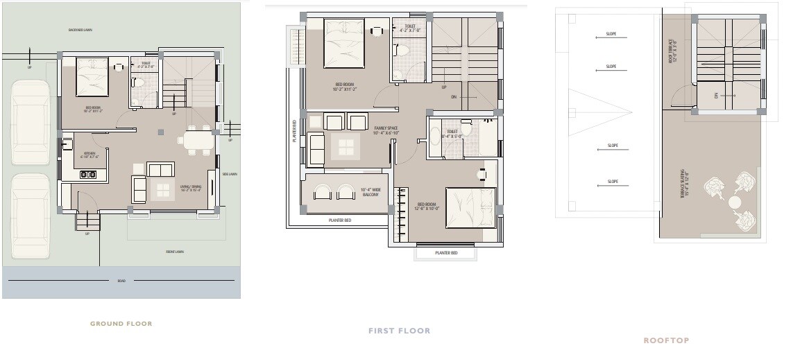 Floor plan of 3 BHK 1418 Sq. Ft. Villa in Gems Bougainvillas, Kolkata