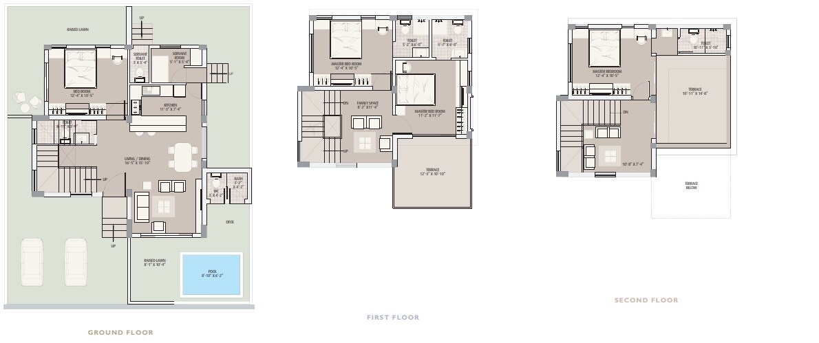 Floor plan of 4 BHK 1763 Sq. Ft. Villa in Gems Bougainvillas, Kolkata