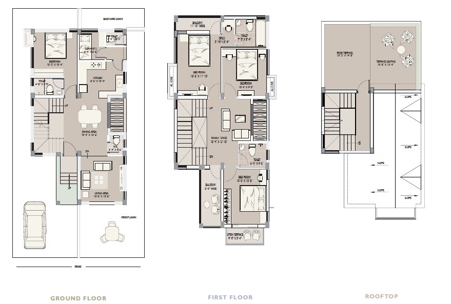 Floor plan of 4 BHK 1774 Sq. Ft. Villa in Gems Bougainvillas, Kolkata