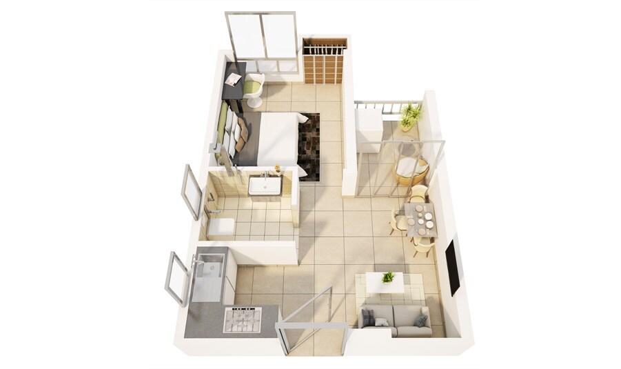 Floor plan of 1 BHK 397 Sq. Ft. Apartment in Gems City, Kolkata