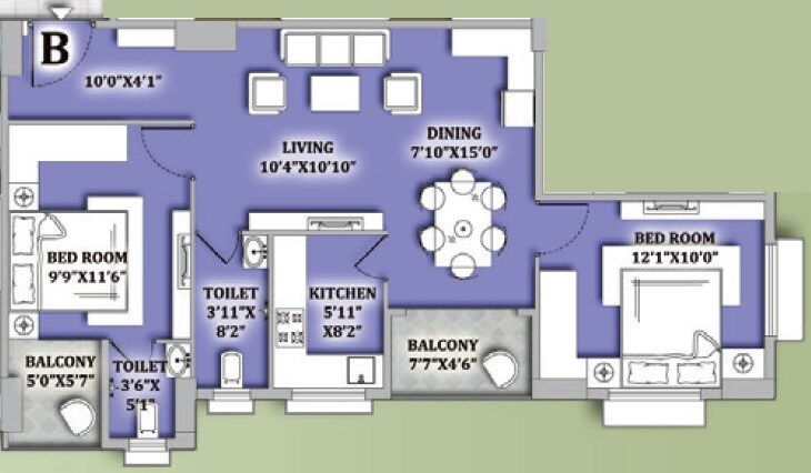 2 BHK 1065 Sq. Ft. Apartment