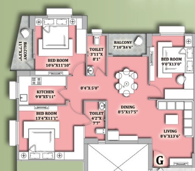 3 BHK 1438 Sq. Ft. Apartment