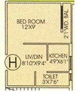 Floor plan of 1 BHK 385 Sq. Ft. Apartment in GM Meena Green, Kolkata