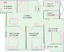 2 BHK 1100 Sq. Ft. Apartment in GM Meena Residency