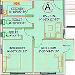 Floor plan of 2 BHK 709 Sq. Ft. Apartment in GM Meena Siddhi, Kolkata
