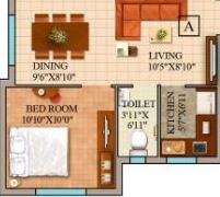 Floor plan of 2 BHK 866 Sq. Ft. Apartment in GM Meena Wood, Kolkata