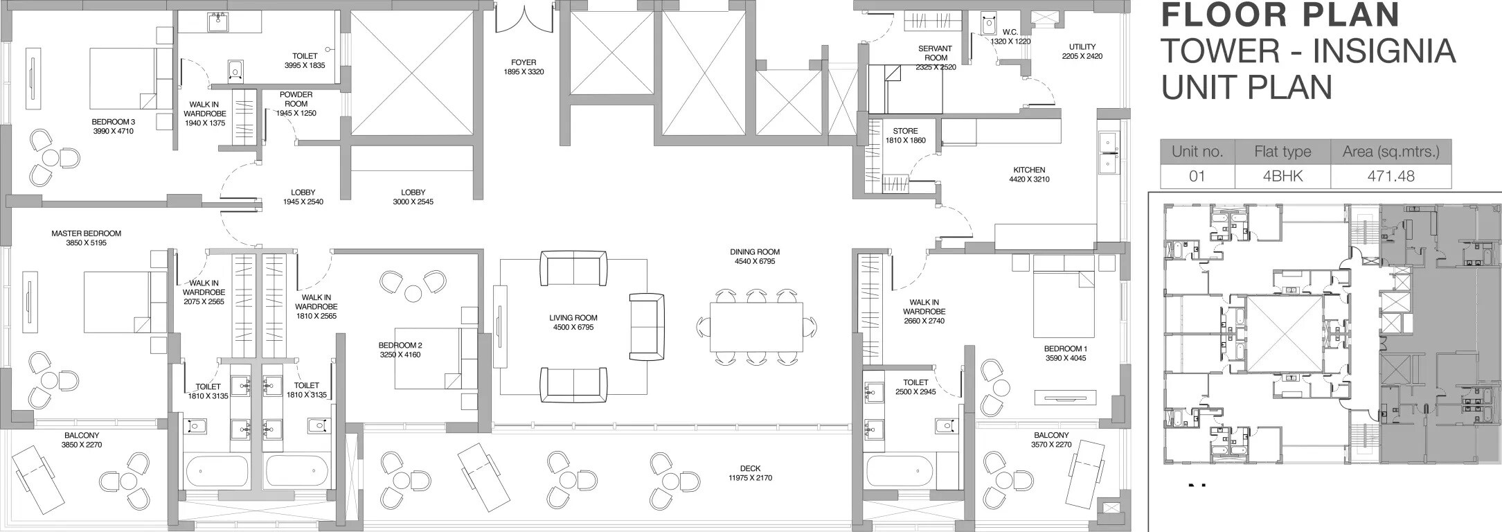 Floor plan of 4 BHK 5075 Sq. Ft. Apartment in Godrej Platinum, Kolkata
