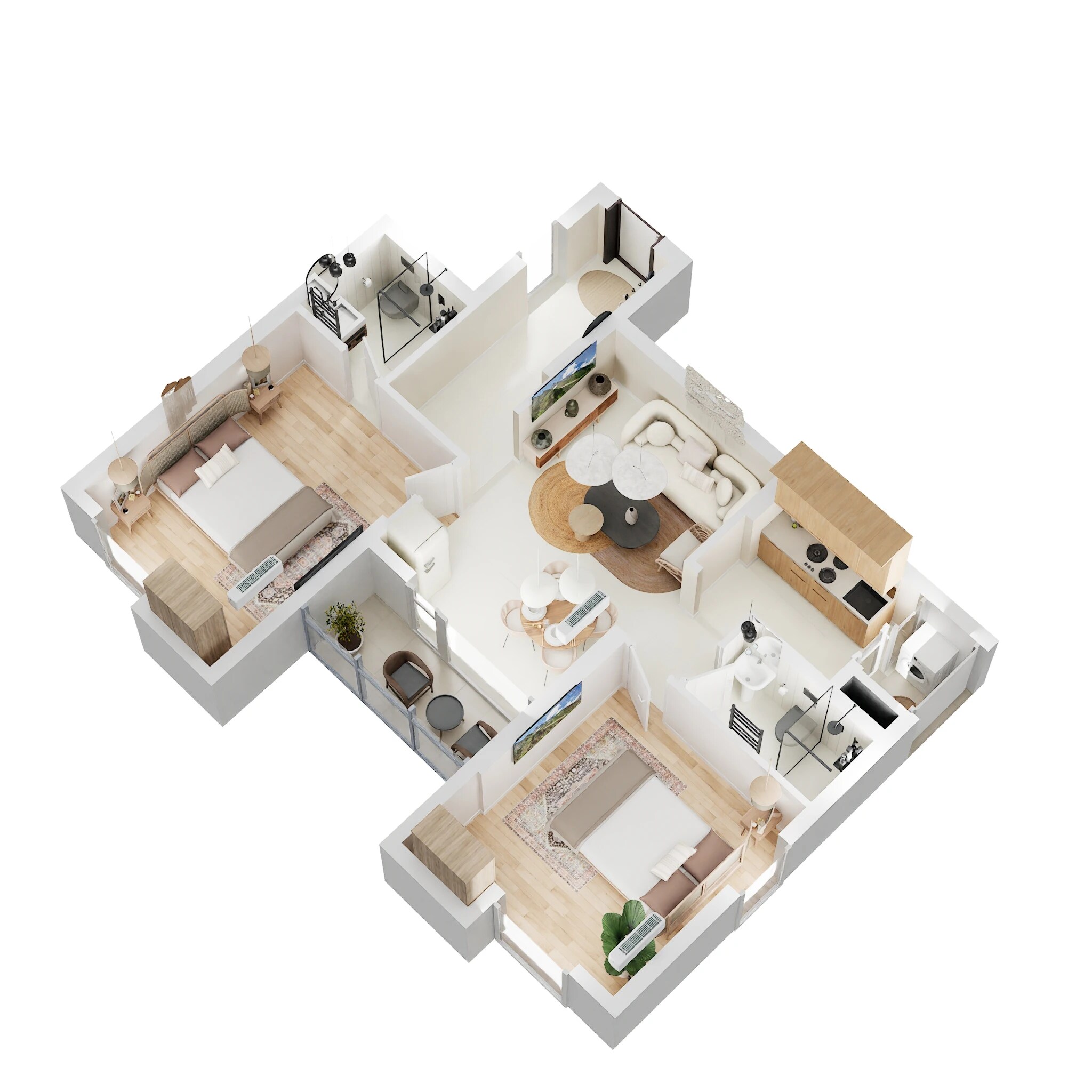Floor plan of 2 BHK 1053 Sq. Ft. Apartment in Godrej Retreat BT Road, Kolkata