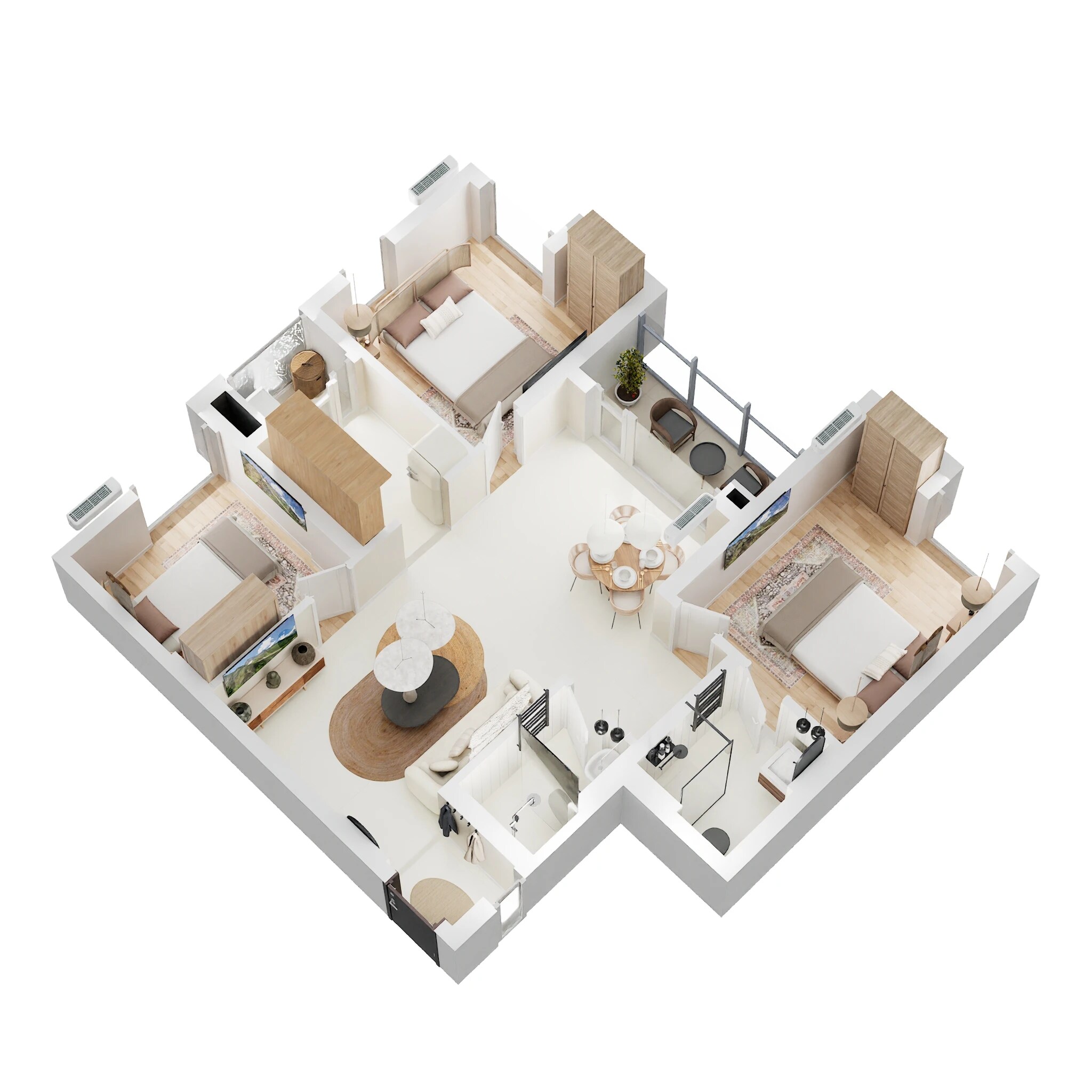 Floor plan of 3 BHK 1168 Sq. Ft. Apartment in Godrej Retreat BT Road, Kolkata