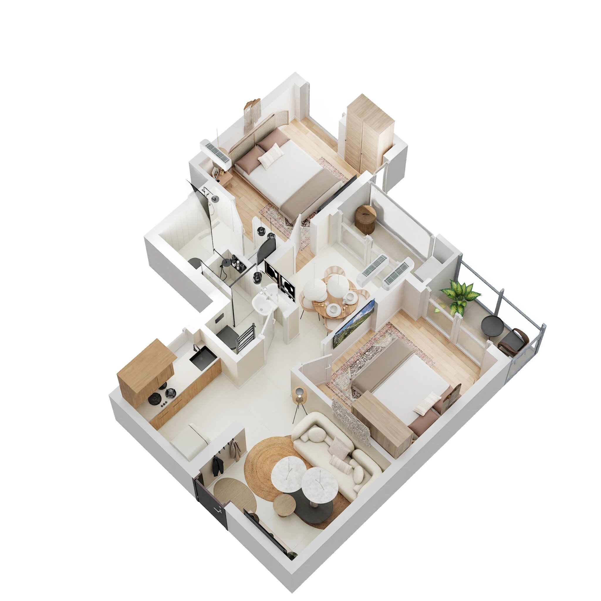Floor plan of 2 BHK 895 Sq. Ft. Apartment in Godrej Retreat BT Road, Kolkata